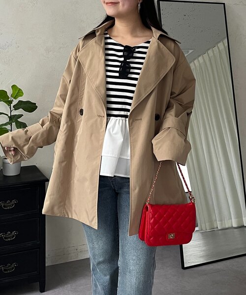 prose verse（プロズヴェール）の「バックギャザーミドル丈Aライントレンチコート（トレンチコート・レディース・ベージュ・LARGE/MEDIUM/SMALL）」の5枚目の写真