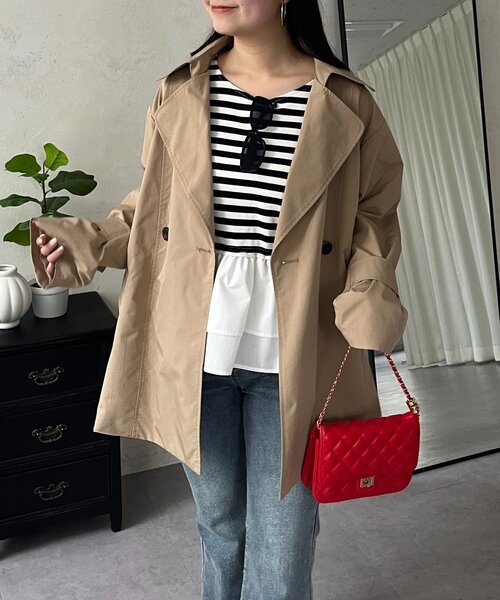 prose verse（プロズヴェール）の「バックギャザーミドル丈Aライントレンチコート（トレンチコート・レディース・ベージュ・LARGE/MEDIUM/SMALL）」の6枚目の写真