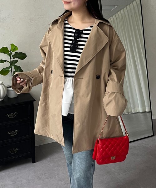 prose verse（プロズヴェール）の「バックギャザーミドル丈Aライントレンチコート（トレンチコート・レディース・ベージュ・LARGE/MEDIUM/SMALL）」の7枚目の写真