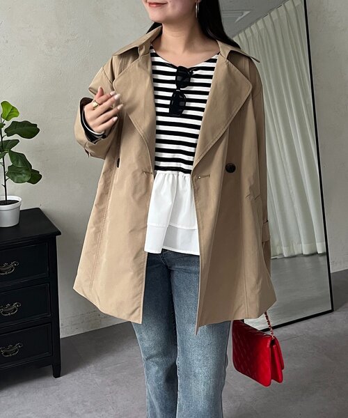 prose verse（プロズヴェール）の「バックギャザーミドル丈Aライントレンチコート（トレンチコート・レディース・ベージュ・LARGE/MEDIUM/SMALL）」の8枚目の写真