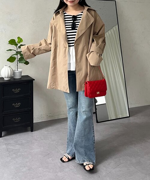 prose verse（プロズヴェール）の「バックギャザーミドル丈Aライントレンチコート（トレンチコート・レディース・ベージュ・LARGE/MEDIUM/SMALL）」の15枚目の写真