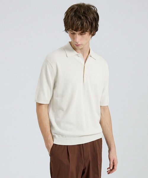 DESIGNWORKS(デザインワークス)の「【カシミヤタッチ】 ニットポロシャツ(ポロシャツ・メンズ・アイボリー/ダークネイビー/ブラック・46/48/50/52)」の19枚目の写真