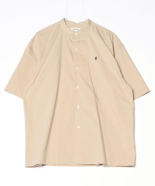 GYMPHLEX(ジムフレックス)の「Gymphlex/ジムフレックス バンドカラーショートスリーブシャツ BAND COLLAR SHORTSLEEVE SHIRT GY-B0371 TTO(シャツ/ブラウス・メンズ・ベージュ/サックスブルー・M/L)」の4枚目の写真