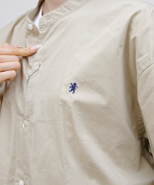 GYMPHLEX(ジムフレックス)の「Gymphlex/ジムフレックス バンドカラーショートスリーブシャツ BAND COLLAR SHORTSLEEVE SHIRT GY-B0371 TTO(シャツ/ブラウス・メンズ・ベージュ/サックスブルー・M/L)」の7枚目の写真