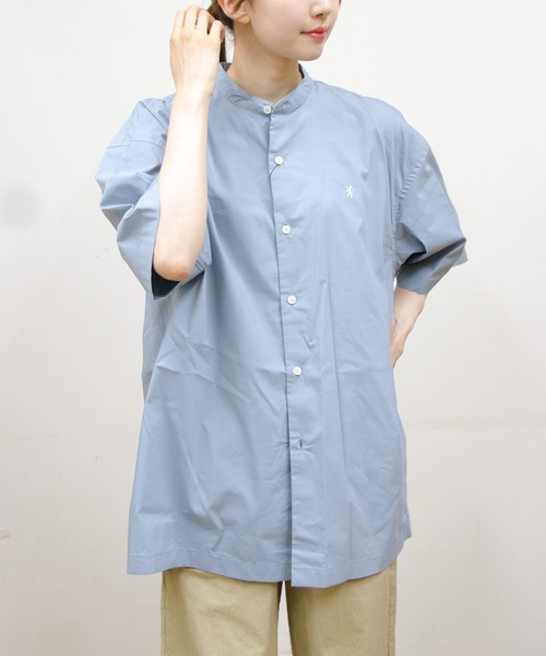 GYMPHLEX(ジムフレックス)の「Gymphlex/ジムフレックス バンドカラーショートスリーブシャツ BAND COLLAR SHORTSLEEVE SHIRT GY-B0371 TTO(シャツ/ブラウス・メンズ・ベージュ/サックスブルー・M/L)」の12枚目の写真