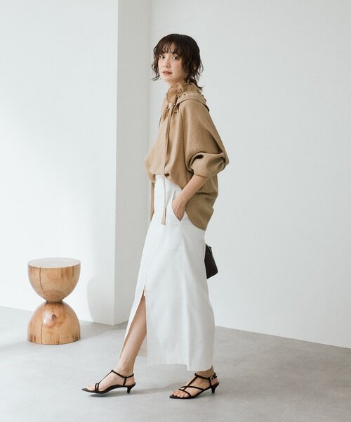 RIVE DROITE（リヴドロワ）の「予約【ウオッシャブル/多機能】フロントZIPタイトスカート（スカート・レディース・カーキ/ブラウン/オフホワイト・36/38）」の5枚目の写真