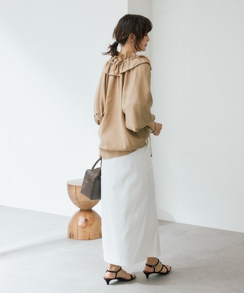 RIVE DROITE（リヴドロワ）の「予約【ウオッシャブル/多機能】フロントZIPタイトスカート（スカート・レディース・カーキ/ブラウン/オフホワイト・36/38）」の6枚目の写真