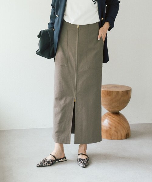 RIVE DROITE（リヴドロワ）の「予約【ウオッシャブル/多機能】フロントZIPタイトスカート（スカート・レディース・カーキ/ブラウン/オフホワイト・36/38）」の19枚目の写真