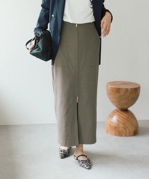 RIVE DROITE（リヴドロワ）の「予約【ウオッシャブル/多機能】フロントZIPタイトスカート（スカート・レディース・カーキ/ブラウン/オフホワイト・36/38）」の20枚目の写真