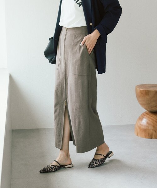 RIVE DROITE（リヴドロワ）の「予約【ウオッシャブル/多機能】フロントZIPタイトスカート（スカート・レディース・カーキ/ブラウン/オフホワイト・36/38）」の21枚目の写真