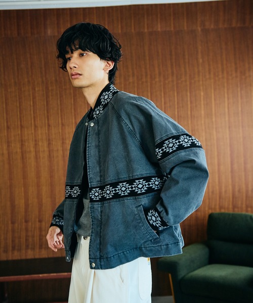 PENNEYS(ぺニーズ)の「PENNEY'S / ぺニーズ DUCK SANTA FE JACKET ダック ユーズド加工 ネイティブジャケット(ブルゾン・メンズ・ワイン/チャコールグレー/ブラック・MEDIUM/LARGE)」の2枚目の写真