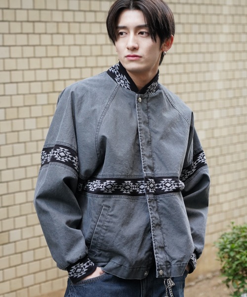 PENNEYS(ぺニーズ)の「PENNEY'S / ぺニーズ DUCK SANTA FE JACKET ダック ユーズド加工 ネイティブジャケット(ブルゾン・メンズ・ワイン/チャコールグレー/ブラック・MEDIUM/LARGE)」の5枚目の写真