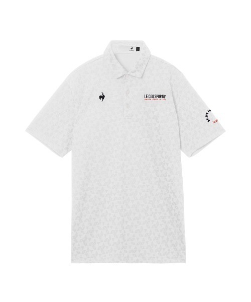 le coq sportif GOLF(ルコックスポルティフゴルフ)の「【le coq sportif GOLF】吸汗速乾/遮熱/UV CUT(UPF50+)/ストレッチ トライアングルジャカード半袖ポロシャツ ゴルフウェア(ポロシャツ・メンズ・ホワイト/ネイビー・3L/XL/L/M)」の2枚目の写真