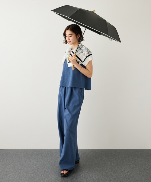 ROPE'（ロペ）の「[晴雨兼用傘]バンブーハンドルバイカラー折りたたみ傘(撥水雨傘・遮熱日傘)/UV&遮光率100%カット/近赤外線99.9％（折りたたみ傘・レディース・ブラック/キナリ・FREE）」の17枚目の写真