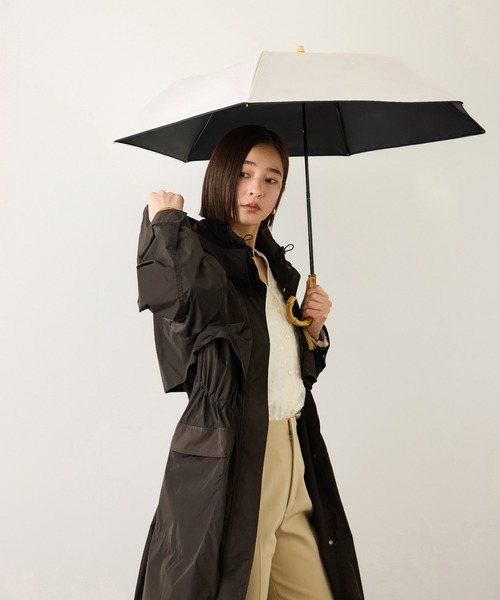 ROPE'（ロペ）の「[晴雨兼用傘]バンブーハンドルバイカラー折りたたみ傘(撥水雨傘・遮熱日傘)/UV&遮光率100%カット/近赤外線99.9％（折りたたみ傘・レディース・ブラック/キナリ・FREE）」の18枚目の写真