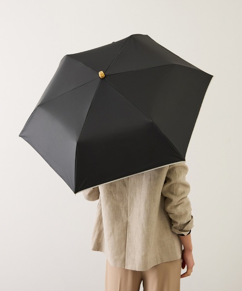 ROPE'（ロペ）の「[晴雨兼用傘]バンブーハンドルバイカラー折りたたみ傘(撥水雨傘・遮熱日傘)/UV&遮光率100%カット/近赤外線99.9％（折りたたみ傘・レディース・ブラック/キナリ・FREE）」の19枚目の写真