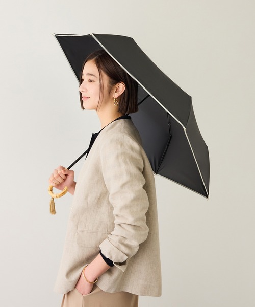 ROPE'（ロペ）の「[晴雨兼用傘]バンブーハンドルバイカラー折りたたみ傘(撥水雨傘・遮熱日傘)/UV&遮光率100%カット/近赤外線99.9％（折りたたみ傘・レディース・ブラック/キナリ・FREE）」の20枚目の写真