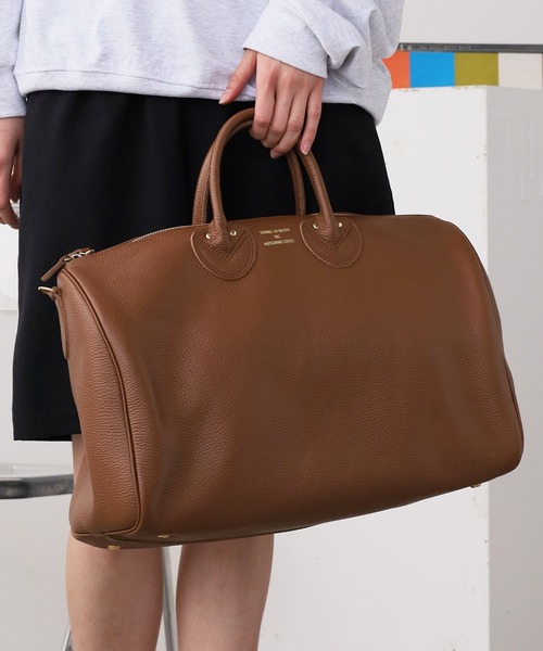 YOUNG&OLSEN The DRYGOODS STORE(ヤングアンドオルセン)の「YOUNG & OLSEN EMBOSSED LEATHER D BOSTON M / YO2501-GD010 秋服 冬服(ボストンバッグ・レディース・ベージュ/ブラウン/ブラック・FREE)」の4枚目の写真