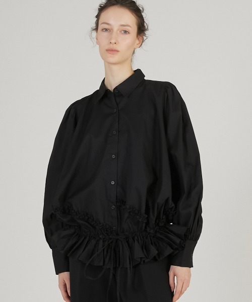 crinkle crinkle crinkle】frill hem long sleeve shirts/フリルヘム