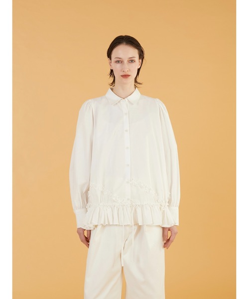 crinkle crinkle crinkle】frill hem long sleeve shirts/フリルヘム