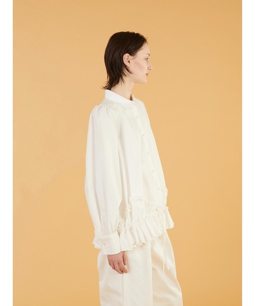 crinkle crinkle crinkle(クリンクルクリンクルクリンクル)の「【crinkle crinkle crinkle】frill hem long sleeve shirts/フリルヘムロングスリーブシャツ(シャツ/ブラウス・レディース・ブラック/ホワイト・FREE)」の14枚目の写真