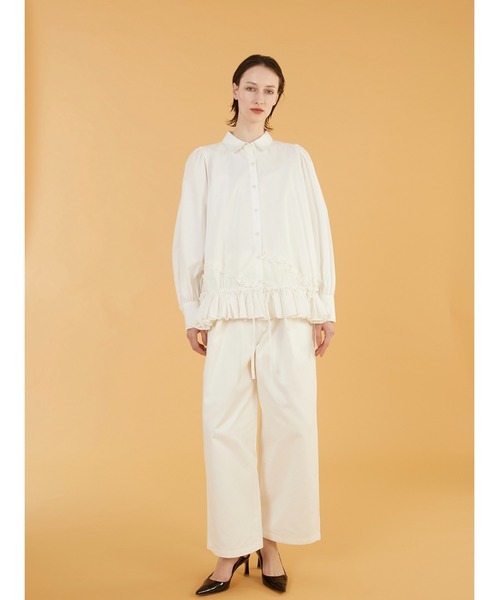 crinkle crinkle crinkle(クリンクルクリンクルクリンクル)の「【crinkle crinkle crinkle】frill hem long sleeve shirts/フリルヘムロングスリーブシャツ(シャツ/ブラウス・レディース・ブラック/ホワイト・FREE)」の15枚目の写真