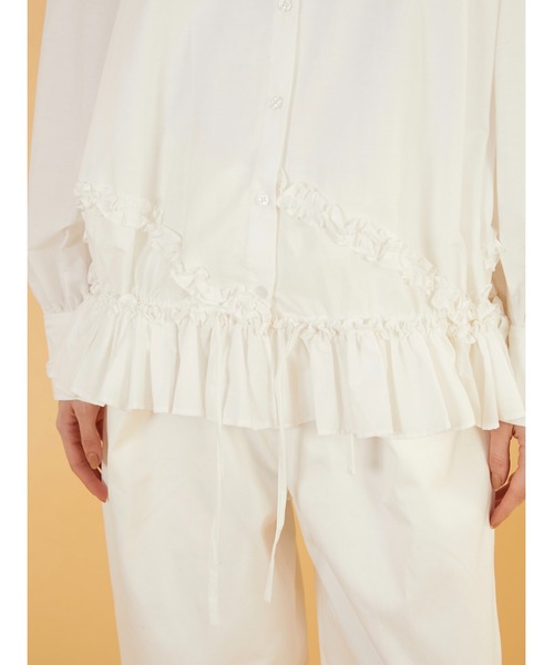 crinkle crinkle crinkle(クリンクルクリンクルクリンクル)の「【crinkle crinkle crinkle】frill hem long sleeve shirts/フリルヘムロングスリーブシャツ(シャツ/ブラウス・レディース・ブラック/ホワイト・FREE)」の18枚目の写真