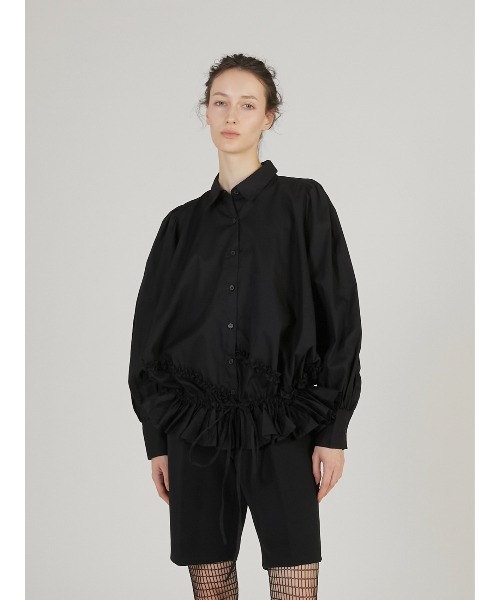 crinkle crinkle crinkle(クリンクルクリンクルクリンクル)の「【crinkle crinkle crinkle】frill hem long sleeve shirts/フリルヘムロングスリーブシャツ(シャツ/ブラウス・レディース・ブラック/ホワイト・FREE)」の5枚目の写真