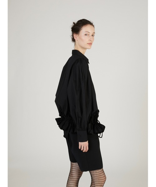 crinkle crinkle crinkle(クリンクルクリンクルクリンクル)の「【crinkle crinkle crinkle】frill hem long sleeve shirts/フリルヘムロングスリーブシャツ(シャツ/ブラウス・レディース・ブラック/ホワイト・FREE)」の7枚目の写真