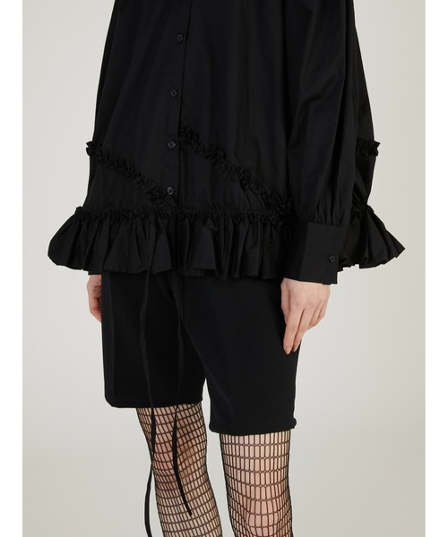 crinkle crinkle crinkle(クリンクルクリンクルクリンクル)の「【crinkle crinkle crinkle】frill hem long sleeve shirts/フリルヘムロングスリーブシャツ(シャツ/ブラウス・レディース・ブラック/ホワイト・FREE)」の10枚目の写真