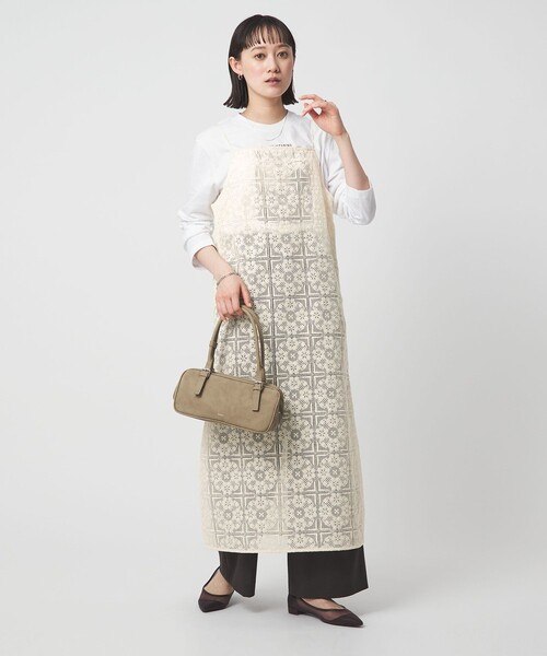 green label relaxing（グリーンレーベルリラクシング）の「シアー レース キャミソール ワンピース（ワンピース・レディース・オフホワイト/モカ・FREE）」の7枚目の写真