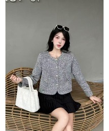 nonomi（ノノミ）の「ツイード調 ノーカラージャケット（ショート丈）（ノーカラージャケット）」