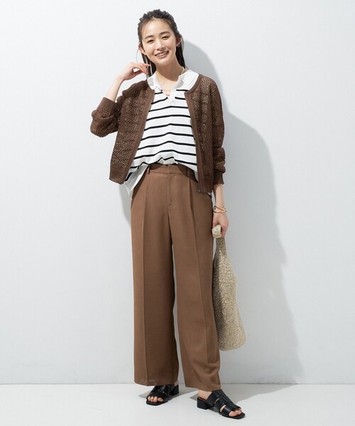 INDIVI(インディヴィ)の「【洗える/コットン】メッシュジップニットカーディガン(カーディガン/ボレロ・レディース・ダークブラウン/チャコールグレー/ライトグレー/ホワイト・38)」の20枚目の写真