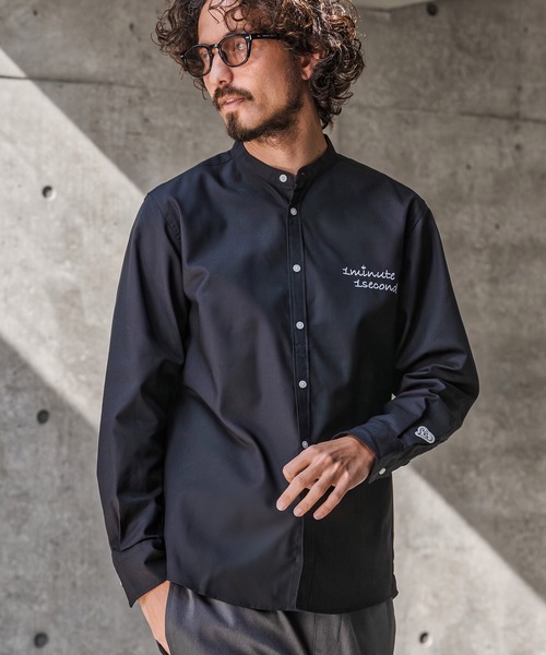 1minute 1second(ワンミニットワンセカンド)の「ms6426-mini OX band collar shirt (cursive embroidery) バンドカラーシャツ(1M26N220)(シャツ/ブラウス・メンズ・グリーン系その他/ホワイト/ブラック・XL/L/M/S)」の5枚目の写真