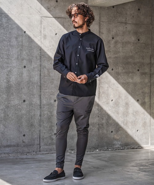 1minute 1second(ワンミニットワンセカンド)の「ms6426-mini OX band collar shirt (cursive embroidery) バンドカラーシャツ(1M26N220)(シャツ/ブラウス・メンズ・グリーン系その他/ホワイト/ブラック・XL/L/M/S)」の6枚目の写真