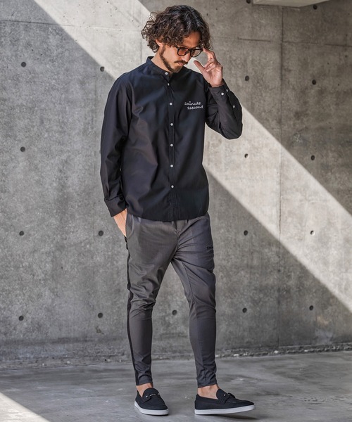 1minute 1second(ワンミニットワンセカンド)の「ms6426-mini OX band collar shirt (cursive embroidery) バンドカラーシャツ(1M26N220)(シャツ/ブラウス・メンズ・グリーン系その他/ホワイト/ブラック・XL/L/M/S)」の7枚目の写真