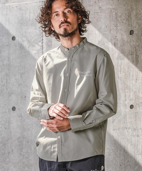 1minute 1second(ワンミニットワンセカンド)の「ms6426-mini OX band collar shirt (cursive embroidery) バンドカラーシャツ(1M26N220)(シャツ/ブラウス・メンズ・グリーン系その他/ホワイト/ブラック・XL/L/M/S)」の12枚目の写真