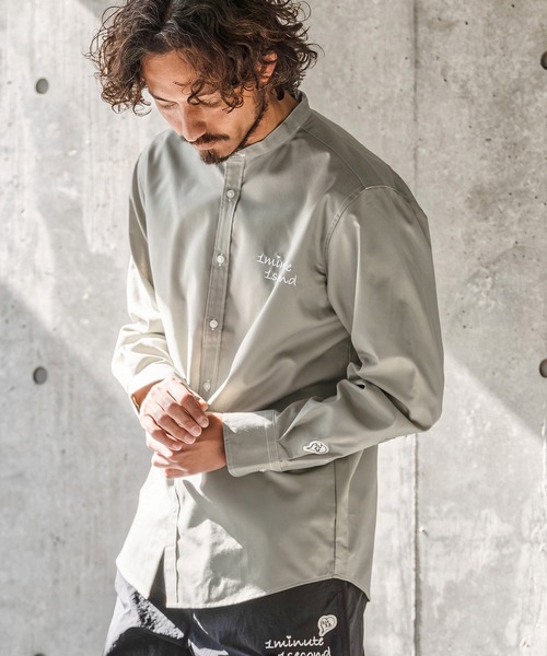 1minute 1second(ワンミニットワンセカンド)の「ms6426-mini OX band collar shirt (cursive embroidery) バンドカラーシャツ(1M26N220)(シャツ/ブラウス・メンズ・グリーン系その他/ホワイト/ブラック・XL/L/M/S)」の13枚目の写真