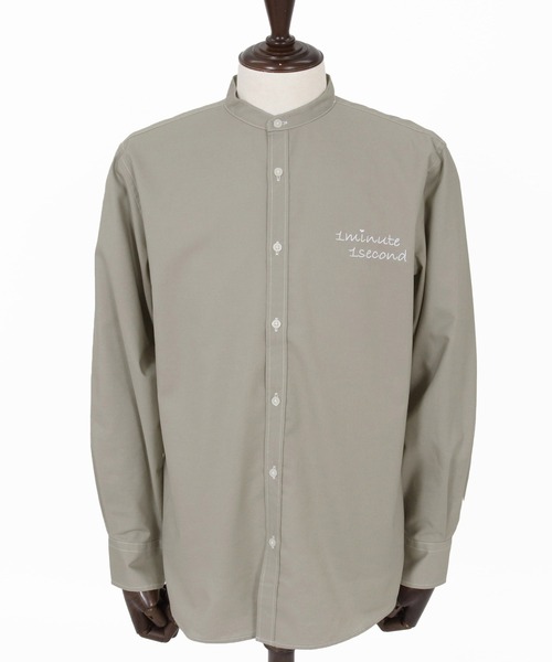 1minute 1second(ワンミニットワンセカンド)の「ms6426-mini OX band collar shirt (cursive embroidery) バンドカラーシャツ(1M26N220)(シャツ/ブラウス・メンズ・グリーン系その他/ホワイト/ブラック・XL/L/M/S)」の16枚目の写真