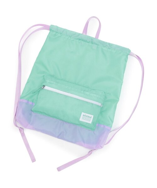 minimal（ミニマル）の「【DailyME/撥水】体操着・ランドセルの上から背負えるナップサック（バックパック/リュック・キッズ・エメラルド/ピンク・F）」の2枚目の写真