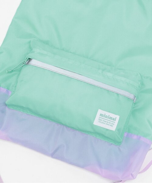minimal（ミニマル）の「【DailyME/撥水】体操着・ランドセルの上から背負えるナップサック（バックパック/リュック・キッズ・エメラルド/ピンク・F）」の5枚目の写真