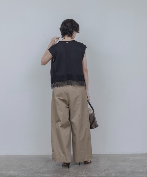 Eimee Law（エイミーロウ）の「レーストリムレイヤードニットベスト（ベスト・レディース・ブラック/ベージュ・FREE）」の22枚目の写真