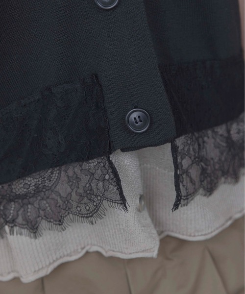 Eimee Law（エイミーロウ）の「レーストリムレイヤードニットベスト（ベスト・レディース・ブラック/ベージュ・FREE）」の9枚目の写真