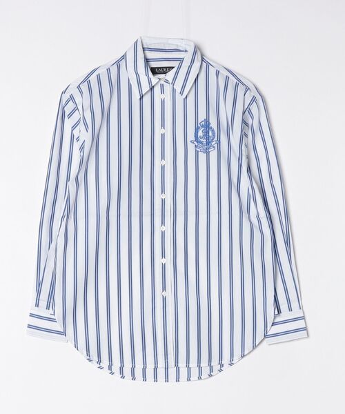 LAUREN RALPH LAUREN（ローレン ラルフ ローレン）の「リラックス フィット ストライプド ブロードクロス シャツ（シャツ/ブラウス・レディース・ブルー・S/M/L/XS/XXS）」の3枚目の写真