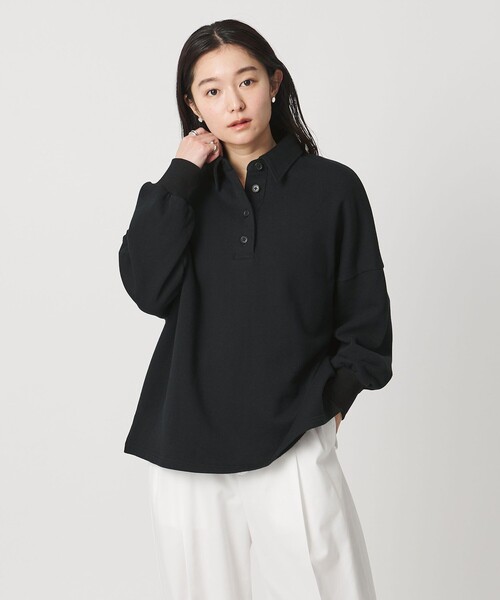 MARW UNITED ARROWS（マルゥ ユナイテッドアローズ）の「＜MARW UNITED ARROWS＞ポロカラー オーバー スウェット プルオーバー（スウェット・レディース・ホワイト/ネイビー/ブラック・FREE）」の2枚目の写真