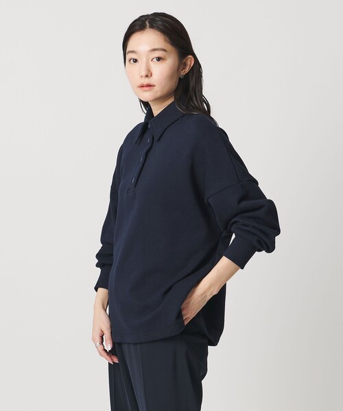 MARW UNITED ARROWS（マルゥ ユナイテッドアローズ）の「＜MARW UNITED ARROWS＞ポロカラー オーバー スウェット プルオーバー（スウェット・レディース・ホワイト/ネイビー/ブラック・FREE）」の4枚目の写真