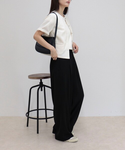 fredy emue(フレディエミュ)の「【@sora_522m企画】ノーカラーハーフスリーブジャケット(ノーカラージャケット・レディース・オフホワイト/ブラック・38)」の5枚目の写真