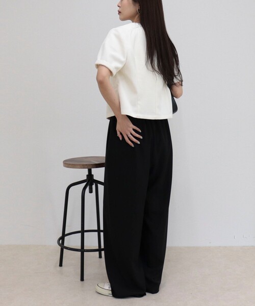 fredy emue(フレディエミュ)の「【@sora_522m企画】ノーカラーハーフスリーブジャケット(ノーカラージャケット・レディース・オフホワイト/ブラック・38)」の6枚目の写真