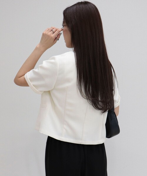 fredy emue(フレディエミュ)の「【@sora_522m企画】ノーカラーハーフスリーブジャケット(ノーカラージャケット・レディース・オフホワイト/ブラック・38)」の10枚目の写真