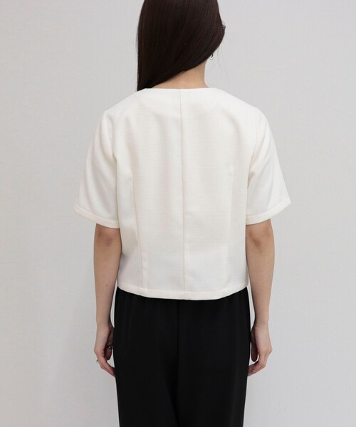 fredy emue(フレディエミュ)の「【@sora_522m企画】ノーカラーハーフスリーブジャケット(ノーカラージャケット・レディース・オフホワイト/ブラック・38)」の15枚目の写真